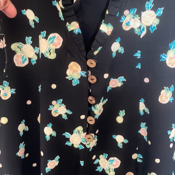 Free People flirty lemon 🍋 print black dress - Picture 4 of 8